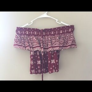 Xhilaration Red and White Off the Shoulder Croptop